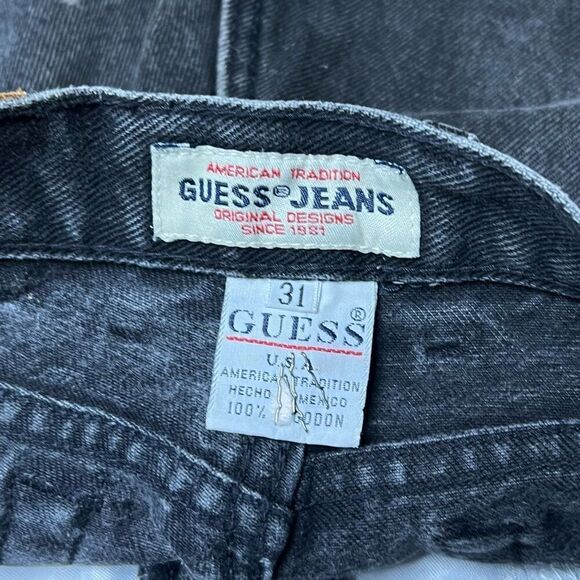 Vintage 90’s Guess Black Stonewash Jean Shorts Jorts Women’s 31 - Picture 5 of 5